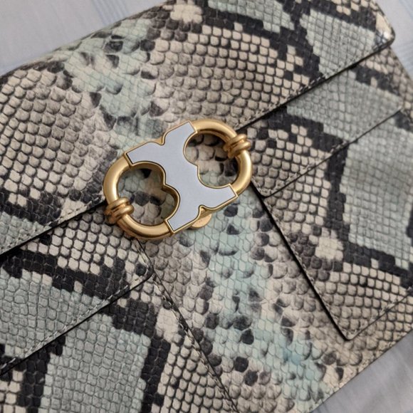 tory burch gemini link snakeskin medium shoulder - Picture 6 of 7